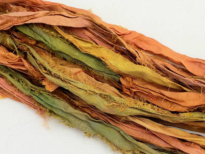 Autumn Canopy - Sari Silk Ribbon - Fair Trade - 5yds
