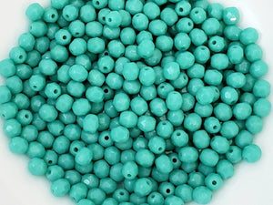 Opaque Turquoise - 4mm Czech Faceted Fire Polished