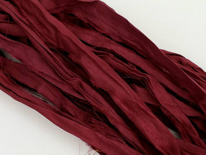 Wine - Sari Silk Ribbon - Fair Trade - 5yds