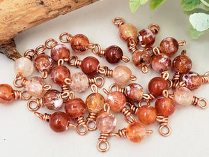 Red Fire Agate - Gemstone Charms - 6mm - 10pcs