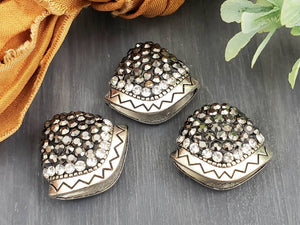 Antique Silver Pave Rhinestone - Tassel Bead Cones - 25mm - 1pc