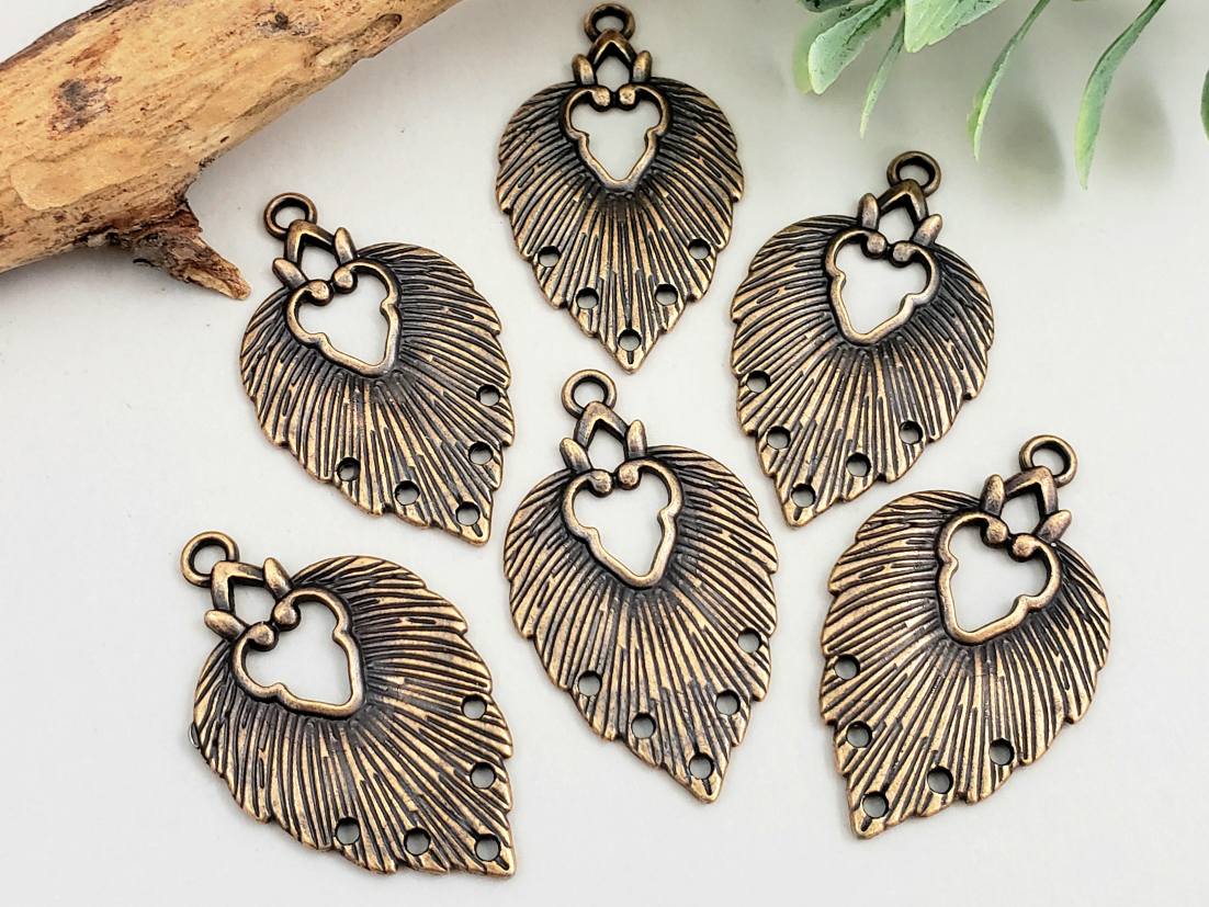 Antique Copper - Chandelier Pendant/Charms - 35x20mm - 4pcs