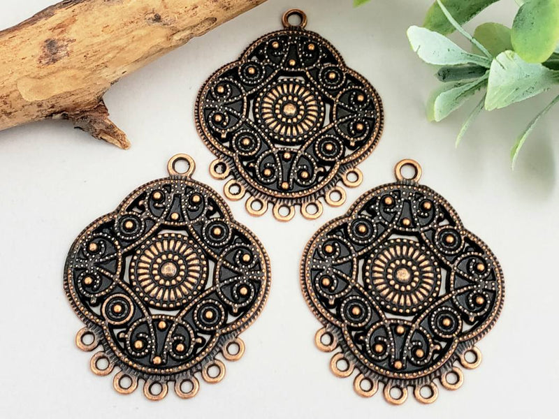 Antique Copper - Chandelier Pendant/Charms - 38x30mm - 2pcs