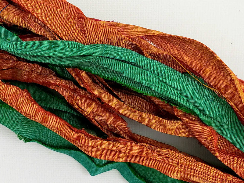 Gem Fire- Sari Silk Ribbon - Fair Trade - 5yds