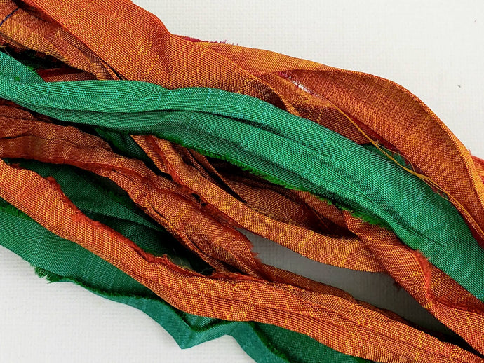 Gem Fire- Sari Silk Ribbon - Fair Trade - 5yds