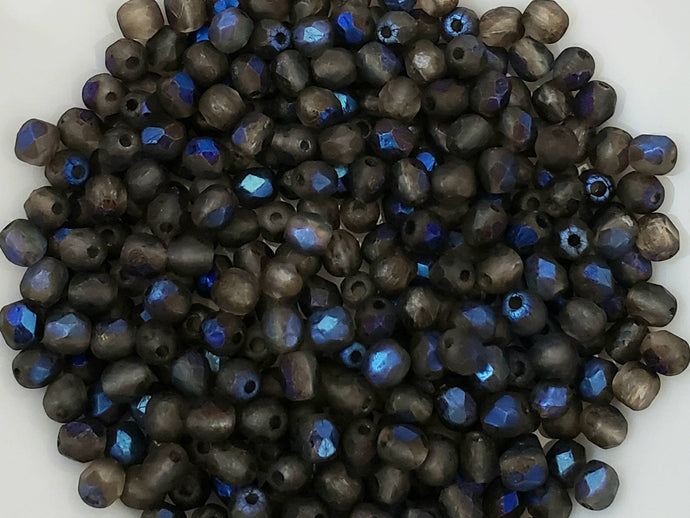 Jet Azuro - 4mm Czech Faceted Fire Polished
