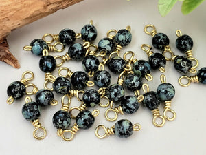 Jet Travertine - Czech Druks Charms - 5mm - 10pcs