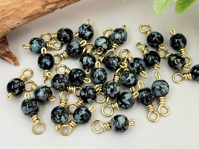 Jet Travertine - Czech Druks Charms - 5mm - 10pcs