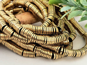 Antique Gold Plated Metallic - Hematite Disc - 6mm - 15.5" Strand