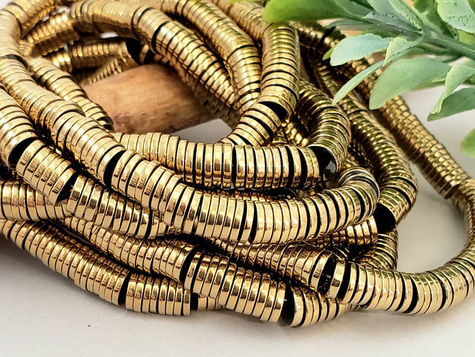 Antique Gold Plated Metallic - Hematite Disc - 6mm - 15.5