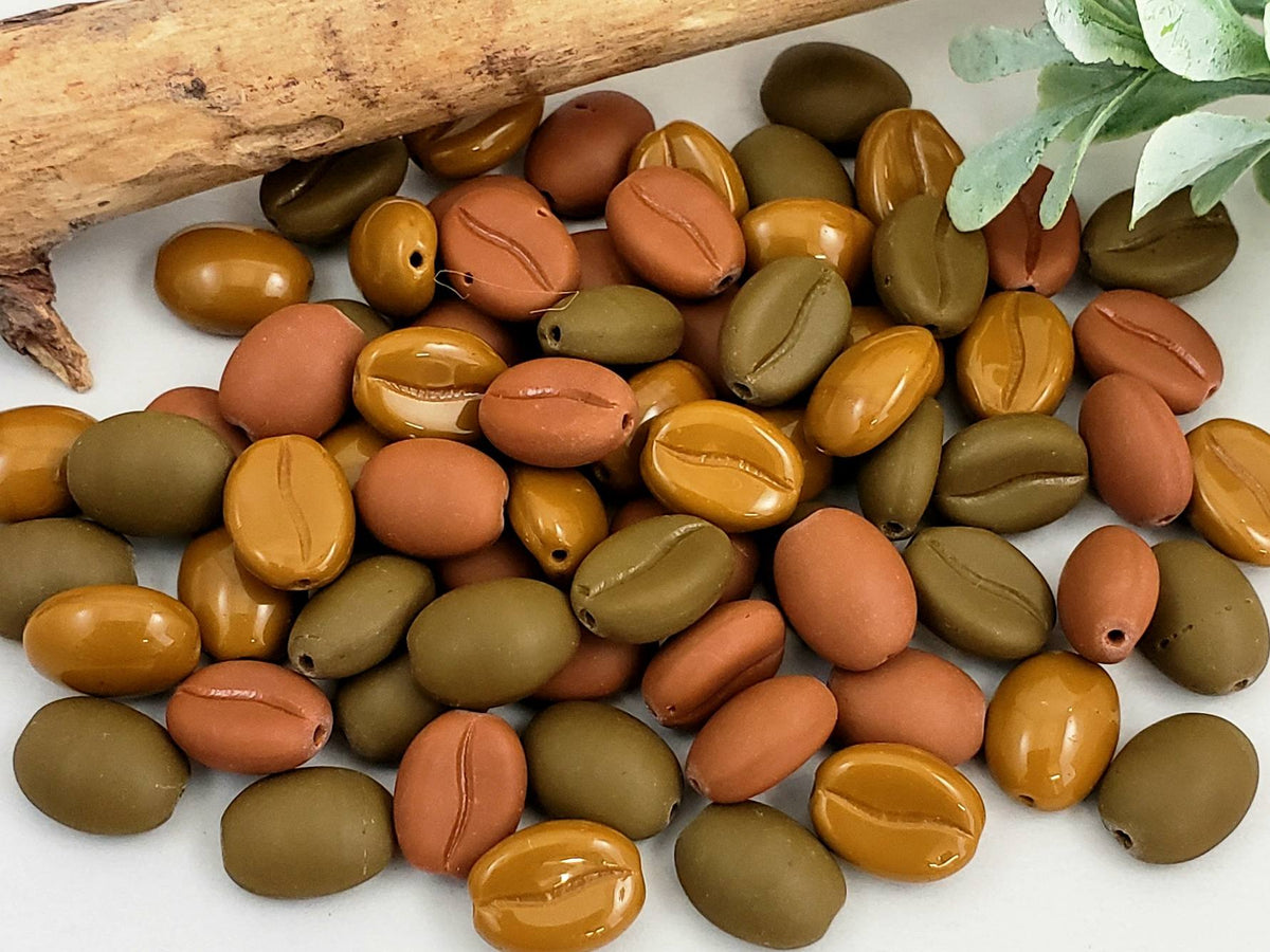 Russet Sienna Ochre Brown Designer Mix - Czech Coffee Beans - 11x8mm - 20pcs Main image