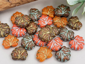 Autumn Mix - Czech Maple Leaf - 13x11mm - 20pcs
