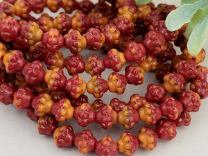 Red Orange Opaline w/Bronze Wash - Czech Saturn Beads - 6mm - 25pcs