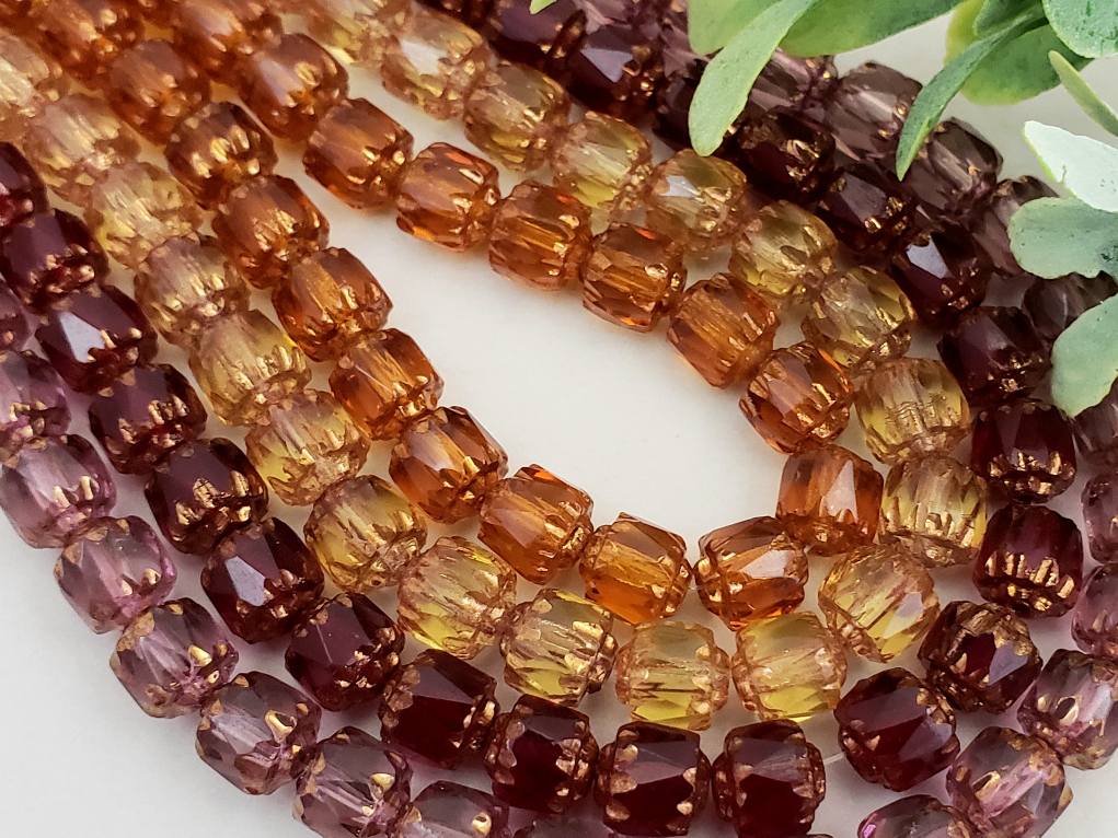 Topaz Bronze Edge - Czech Cathedral Beads - 6mm - 20pcs