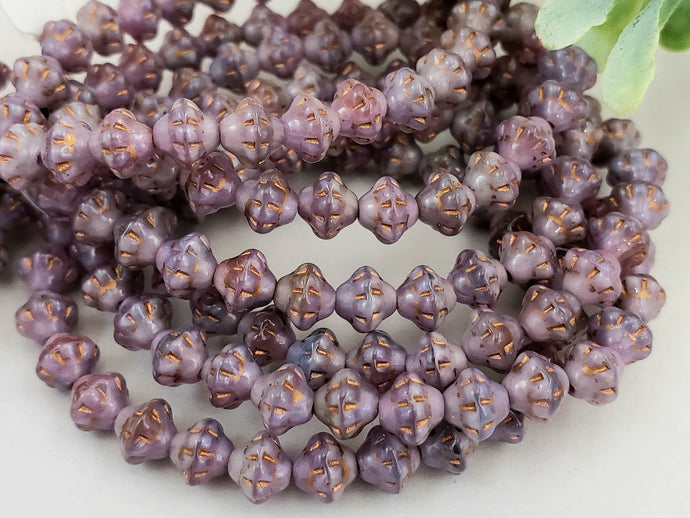 Lilac Silk Pink Opaline w/Bronze Wash - Czech Saturn Beads - 6mm - 25pcs