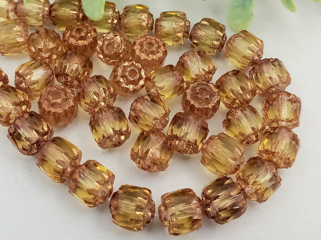 Honey Bronze Edge - Czech Cathedral Beads - 6mm - 20pcs