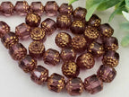 Amethyst Bronze Edge - Czech Cathedral Beads - 8mm - 15pcs