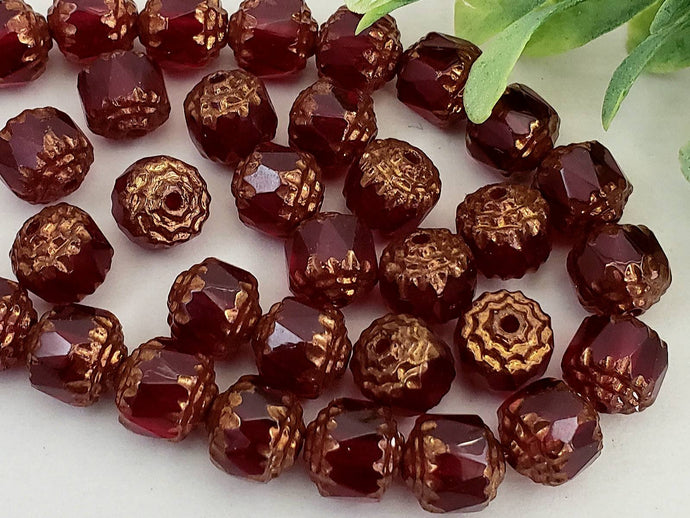 Garnet - Czech Cathedral Beads - 8mm - 15pcs