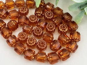 Topaz Bronze Edge - Czech Cathedral Beads - 6mm - 5" Str/20pcs
