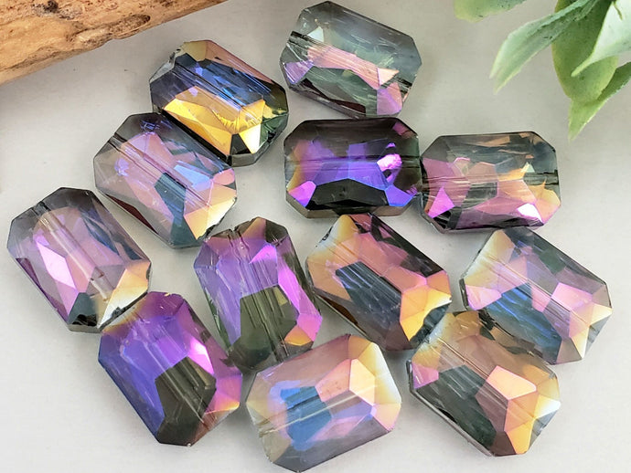 Faceted Purple Blue Rectangle Crystals - 15x10mm - 7