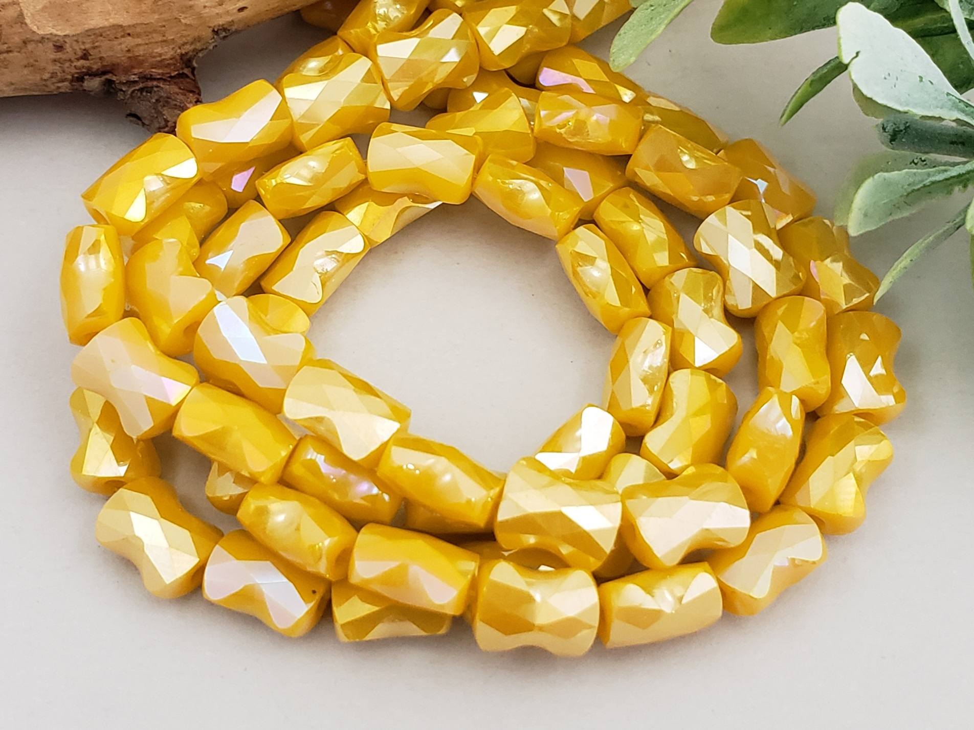 Tuscany Yellow AB Bow Shape Crystals Beads -7x5mm - 12"Loose