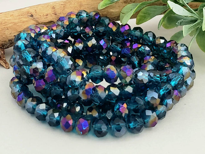 Apatite Blue Purple AB - Crystal Rondelle - 6x4mm- 15