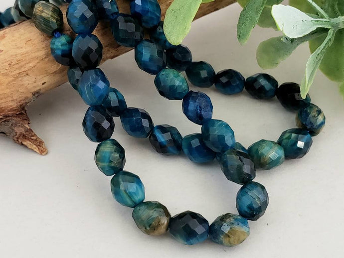 Natural Faceted Apatite Tiger Eye Rice Gemstone - 6x4mm - 7.5