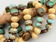 Load image into Gallery viewer, Turquoise Caramel Creamy Ivory - Designer Czech Rondelle Coin Mix - 9x6mm - 16pcs

