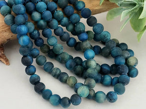 Matte Apatite Tiger Eye Gemstone - 4mm - 15"