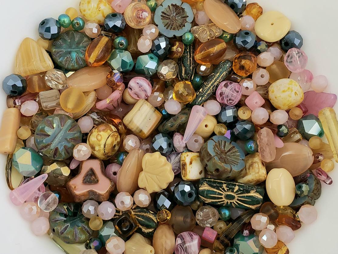 Sahara - Designer Bead Mix - Pink Cream Topaz Teal - 30grms