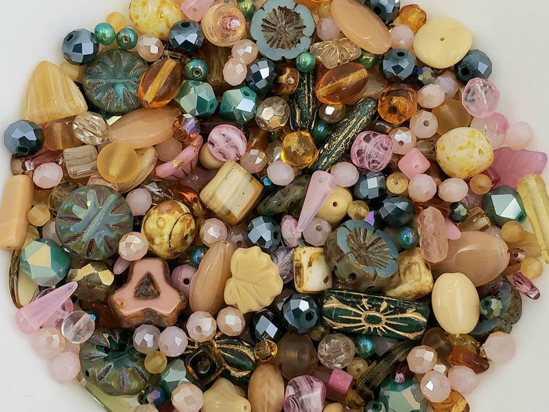 Sahara - Designer Bead Mix - Pink Cream Topaz Teal - 30grms
