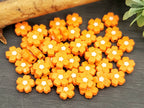 Opaque Orange - Enameled Metal Flower Beads - 10mm - 15pcs