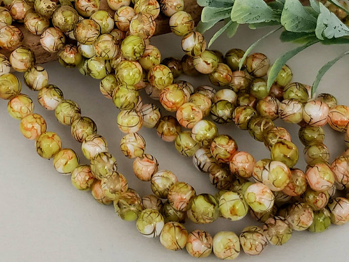 Orange Spice - Mottled Glass Beads - 6mm - 15.5