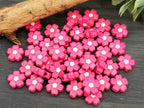 Opaque Hot Pink - Enamel Metal Flower Beads - 10mm - 15pcs