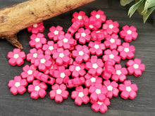 Load image into Gallery viewer, Opaque Hot Pink - Enamel Metal Flower Beads - 10mm - 15pcs
