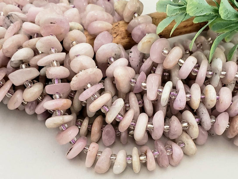 Natural Kunzite - Freeform Chip Rondelle - 7.5" Strand