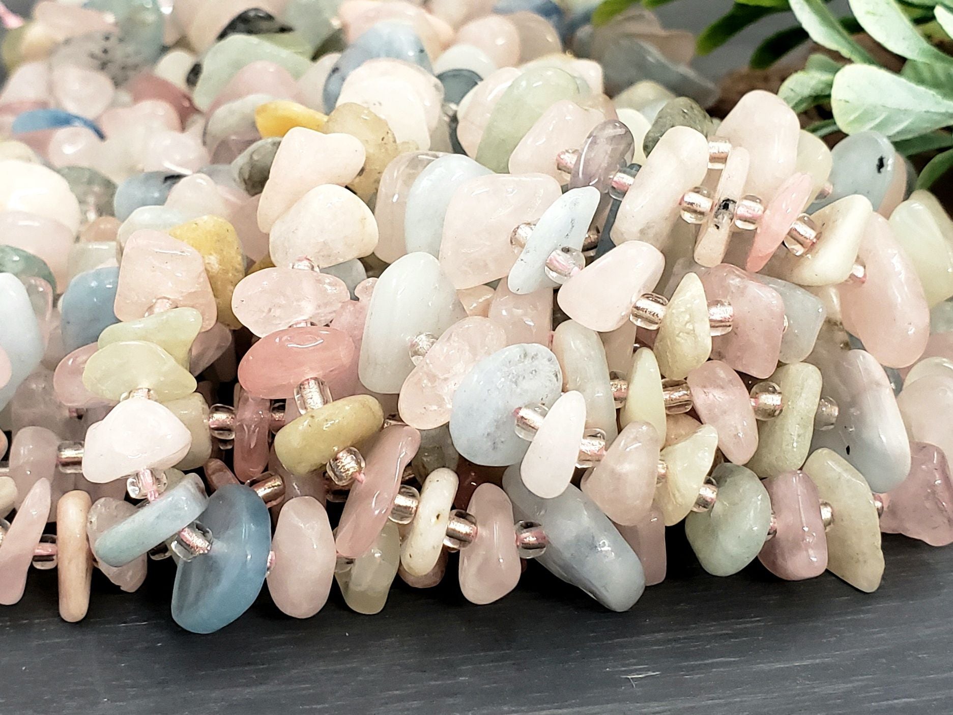 Natural Morganite Beryl - Freeform Chip Rondelle - 15.5" Strand