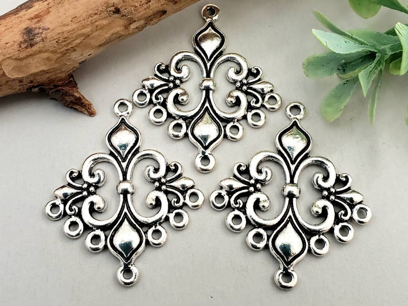 Antique Silver - Rhombus Chandelier Component - 35x29mm - 4pcs