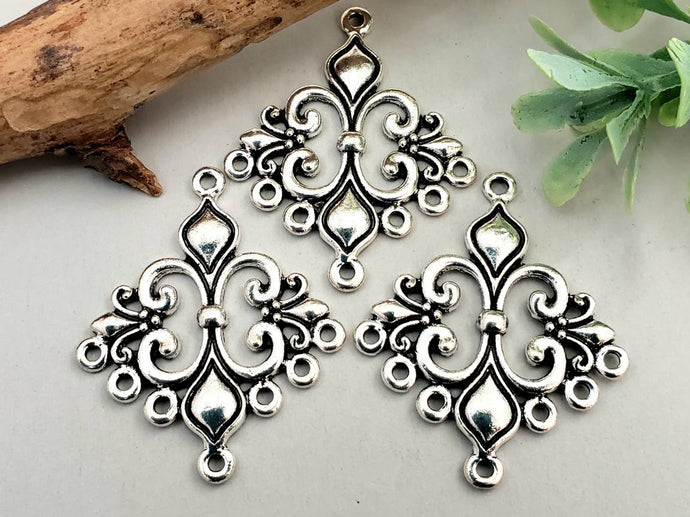 Antique Silver - Rhombus Chandelier Component - 35x29mm - 4pcs