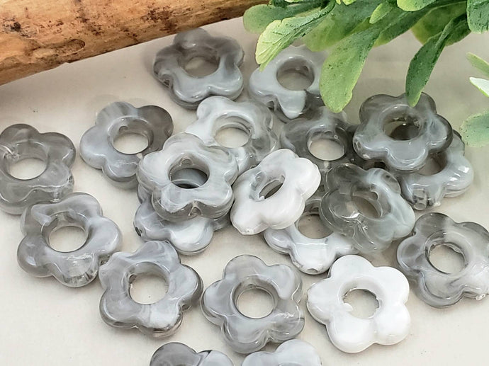 Grey Marble - Resin Flower Frame - 14mm - 10pcs