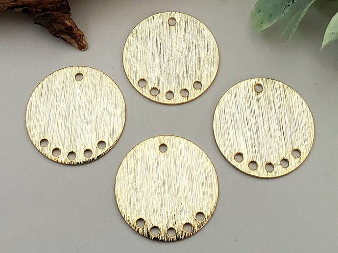 14k Gold Brushed Chandelier Components - 15mm - 4pcs