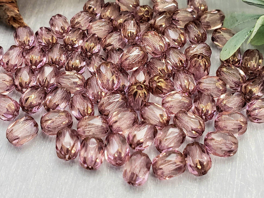 Rosaline Bronze - Czech Cathedral Barrels - 6x4mm - 20pcs