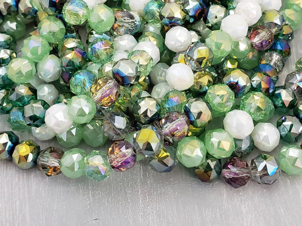 Verdant Opaline - Hexagon Cut Crystals - 8mm - 10" Strand
