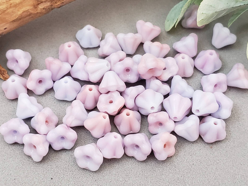 2-Tone Lilac Opaline - Czech Bell Flower - 6x4mm - 25pcs