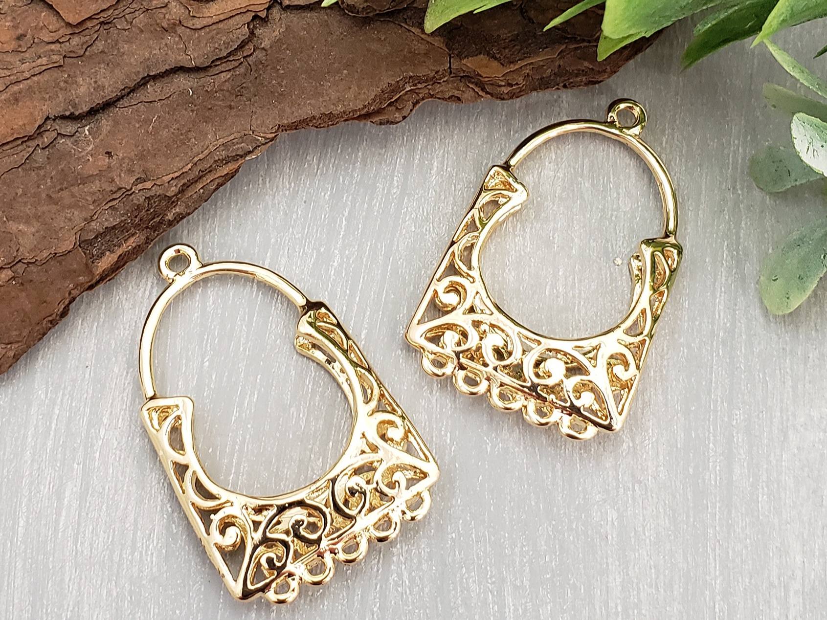 18k Gold Plated Brass Chandelier Component - 30x14mm - 2pcs