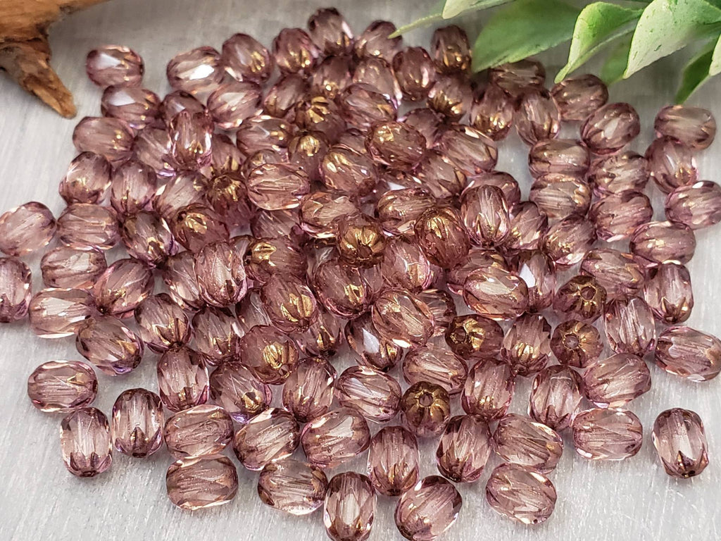 Rosaline Bronze - Czech Cathedral Barrels - 6x4mm - 20pcs