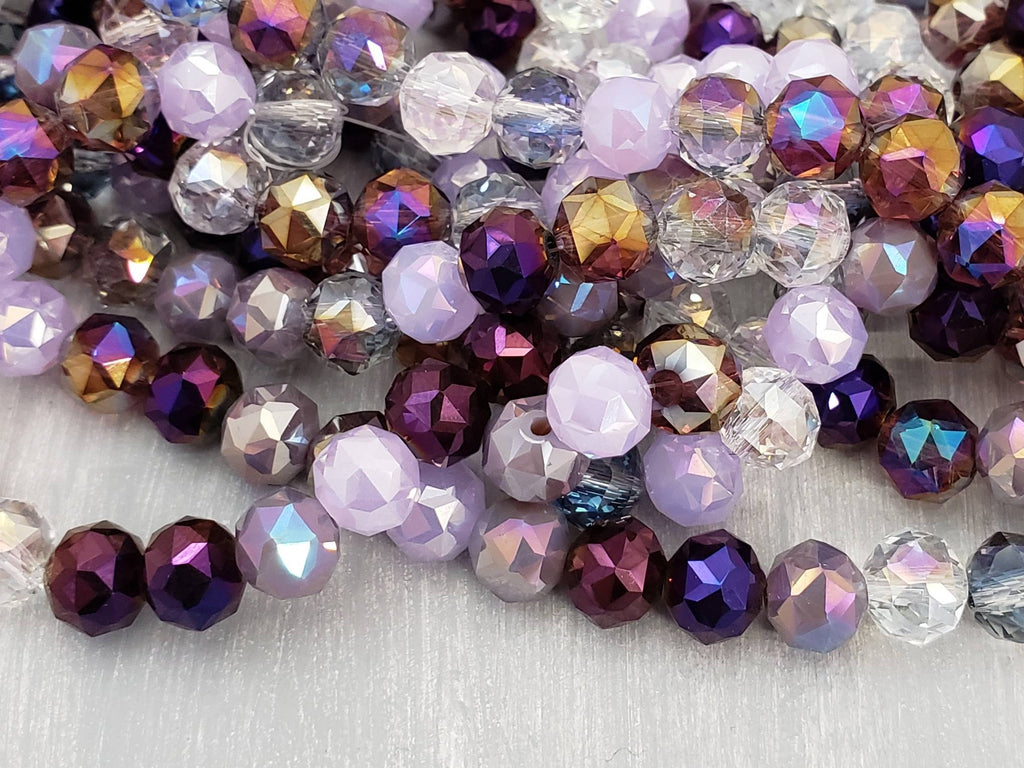 Purple Galaxy - Hexagon Cut Crystals - 8mm - 10" Strand