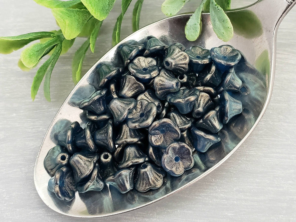 Crystal Celestian Blue - Czech Bell Flowers - 7x5mm - 25pcs
