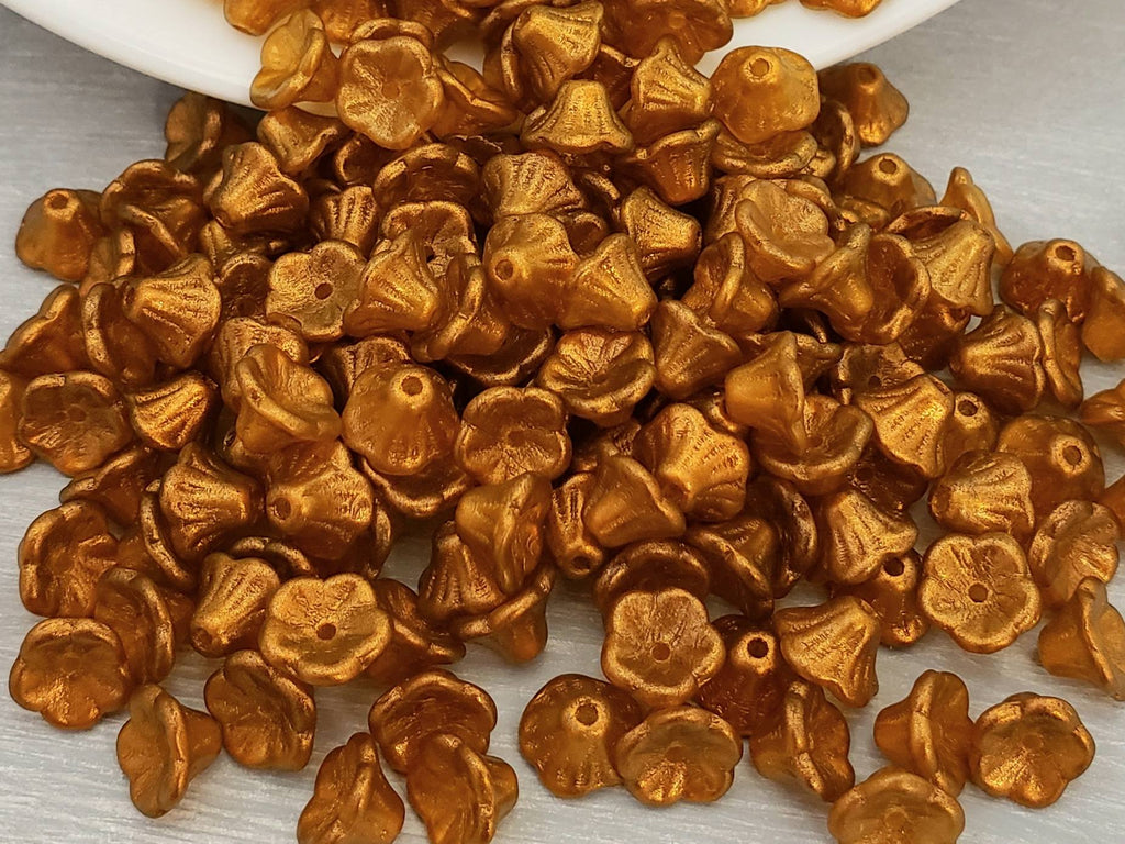 Crystal Sandalwood - Czech Bell Flowers - 7x5mm - 25pcs