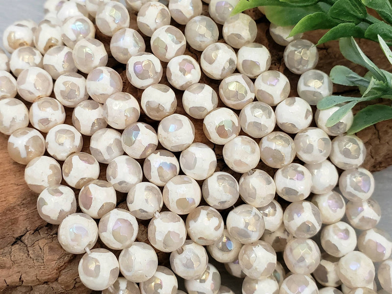 AB Window Cut - Tibetan Dzi Agate Gemstone - 6mm - 1/2 Strand